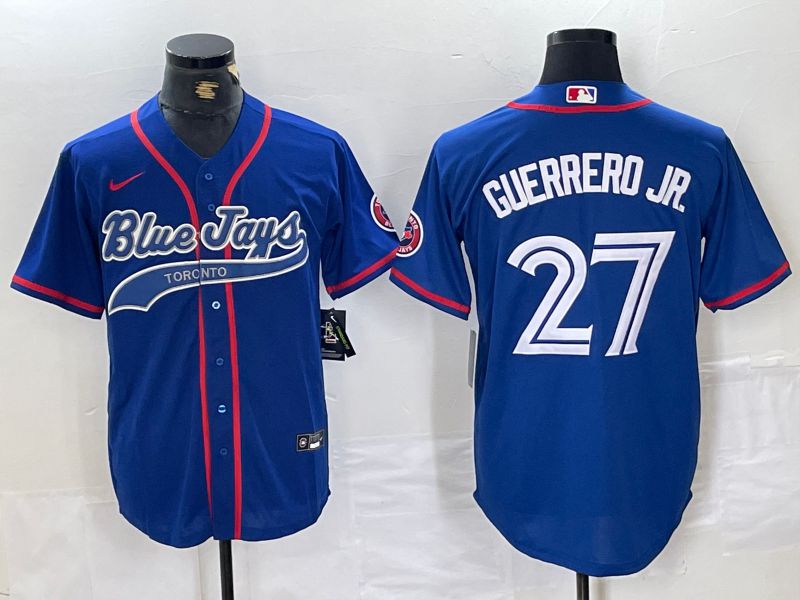 Men Toronto Blue Jays #27 Guerrero jr Blue Jointly 2024 Nike MLB Jersey style 2->->MLB Jersey
